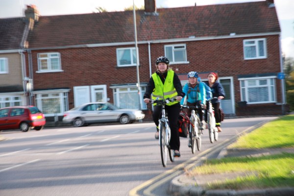 Photo of three cyclists on Northern Road in Swindon