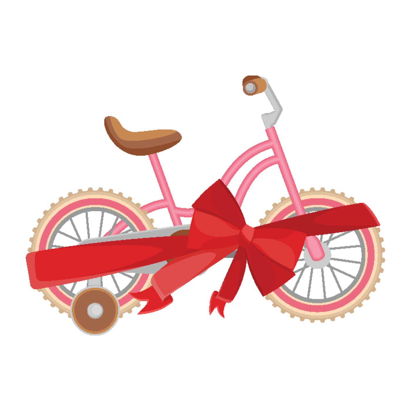 Illustration of a Pink bicycle in decorative wrapping ribbon
