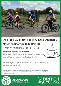 Image of a flyer advertising the Pedal and pastries sessions.